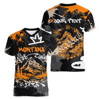Personalized Montana Glacier National Park Women V-Neck T-Shirt Urban Graffiti Street Art Paint Splatter