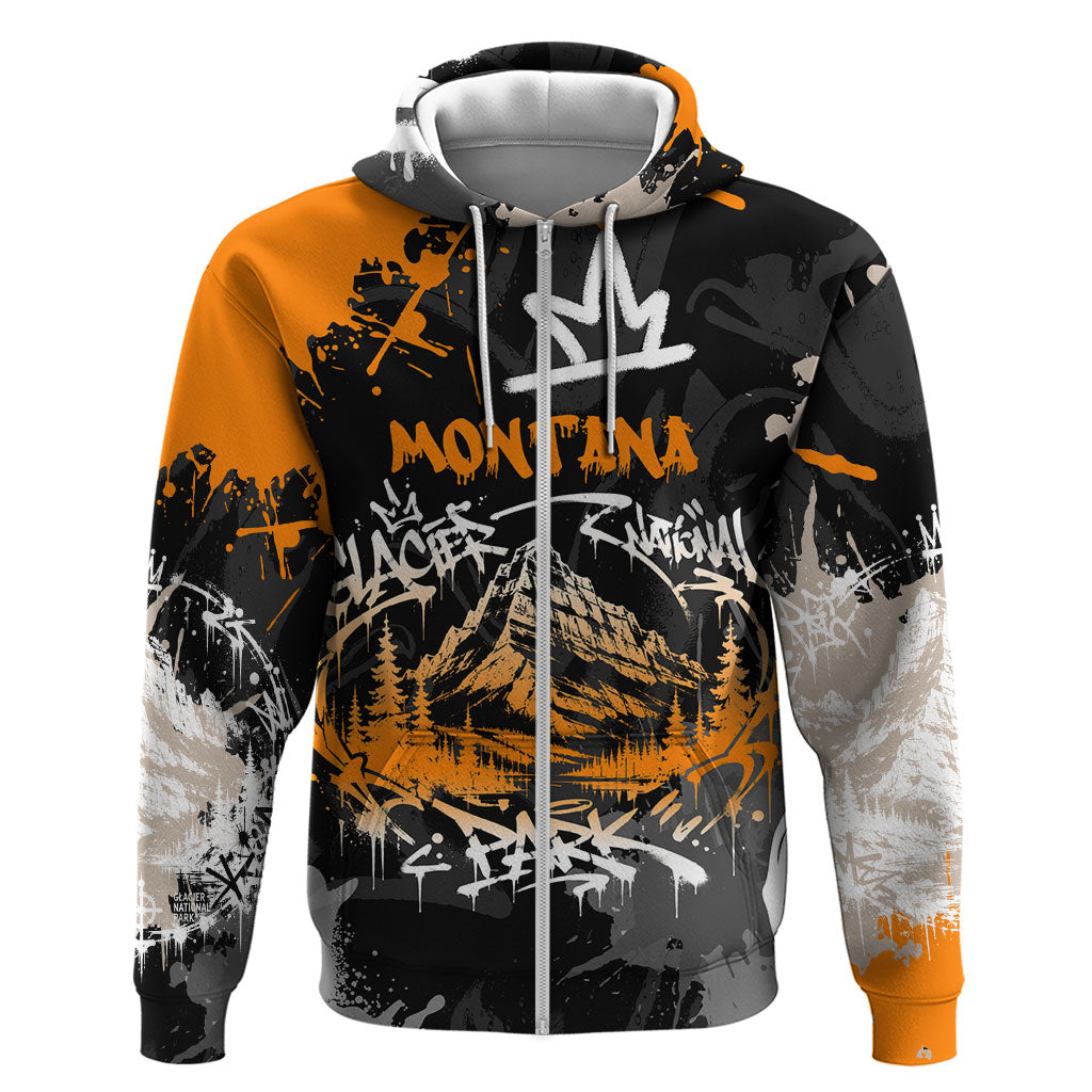 Personalized Montana Glacier National Park Zip Hoodie Urban Graffiti Street Art Paint Splatter