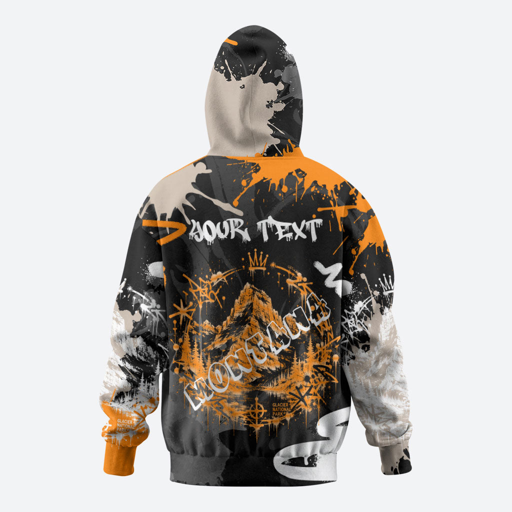 Personalized Montana Glacier National Park Zip Hoodie Urban Graffiti Street Art Paint Splatter