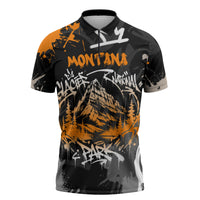 Personalized Montana Glacier National Park Zipper Polo Shirt Urban Graffiti Street Art Paint Splatter