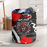 Personalized Montana Grizzly Bear and Bison Laundry Basket Urban Graffiti Grunge Paint Splatter