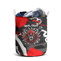 Personalized Montana Grizzly Bear and Bison Laundry Basket Urban Graffiti Grunge Paint Splatter