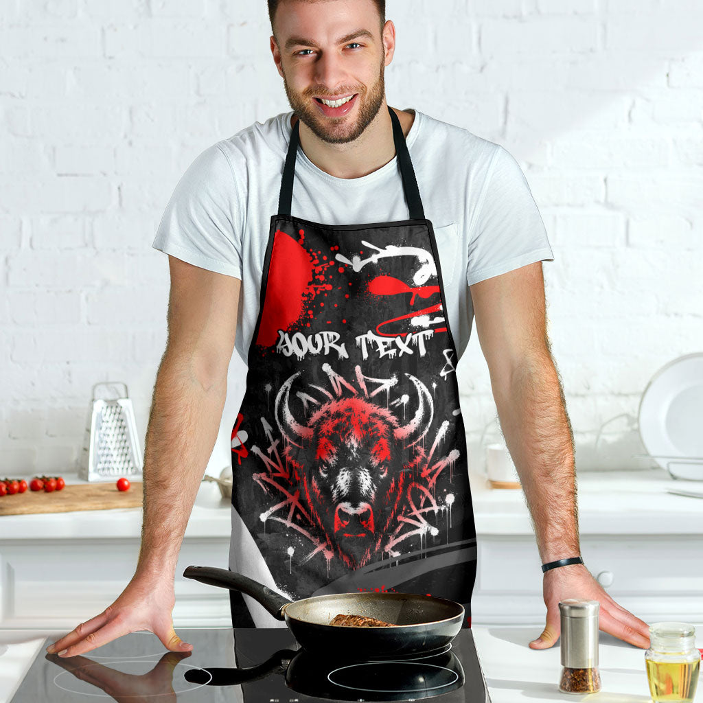 Personalized Montana Grizzly Bear and Bison Apron Urban Graffiti Grunge Paint Splatter