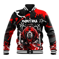 Personalized Montana Grizzly Bear and Bison Baseball Jacket Urban Graffiti Grunge Paint Splatter
