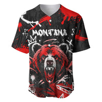 Personalized Montana Grizzly Bear and Bison Baseball Jersey Urban Graffiti Grunge Paint Splatter