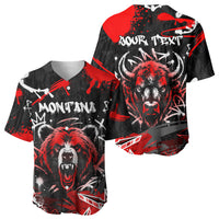 Personalized Montana Grizzly Bear and Bison Baseball Jersey Urban Graffiti Grunge Paint Splatter