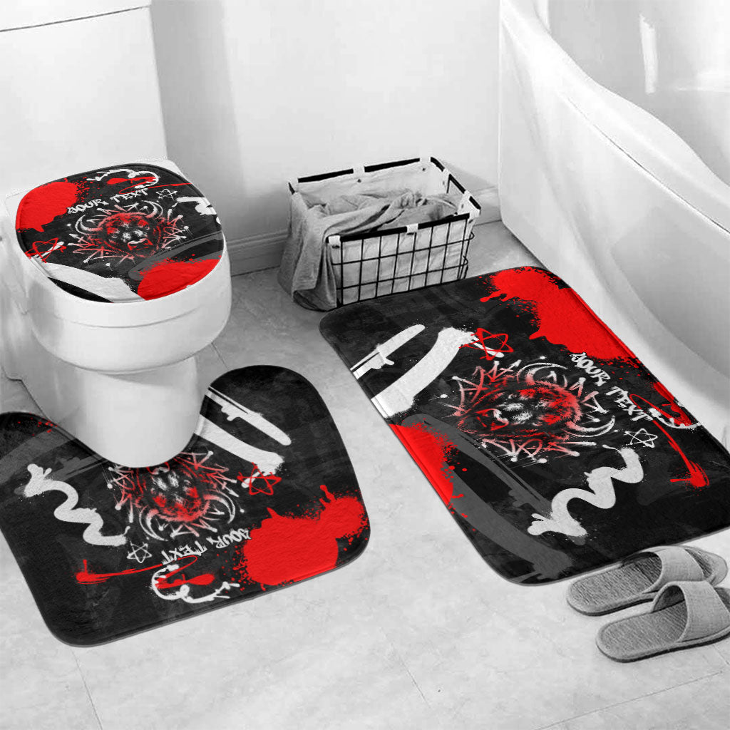 Personalized Montana Grizzly Bear and Bison Bathroom Set Urban Graffiti Grunge Paint Splatter