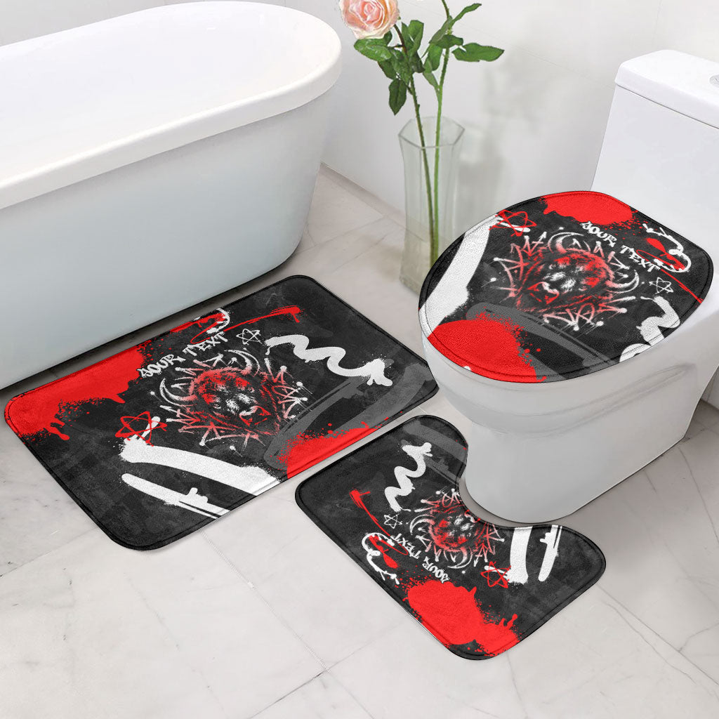 Personalized Montana Grizzly Bear and Bison Bathroom Set Urban Graffiti Grunge Paint Splatter