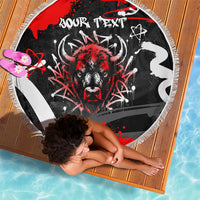Personalized Montana Grizzly Bear and Bison Beach Blanket Urban Graffiti Grunge Paint Splatter