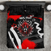 Personalized Montana Grizzly Bear and Bison Bedding Set Urban Graffiti Grunge Paint Splatter