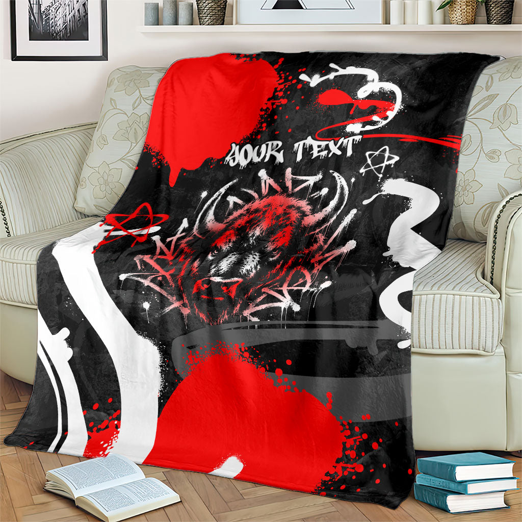 Personalized Montana Grizzly Bear and Bison Blanket Urban Graffiti Grunge Paint Splatter