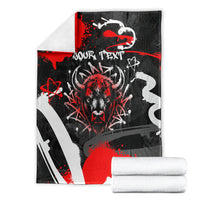 Personalized Montana Grizzly Bear and Bison Blanket Urban Graffiti Grunge Paint Splatter