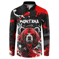 Personalized Montana Grizzly Bear and Bison Button Sweatshirt Urban Graffiti Grunge Paint Splatter