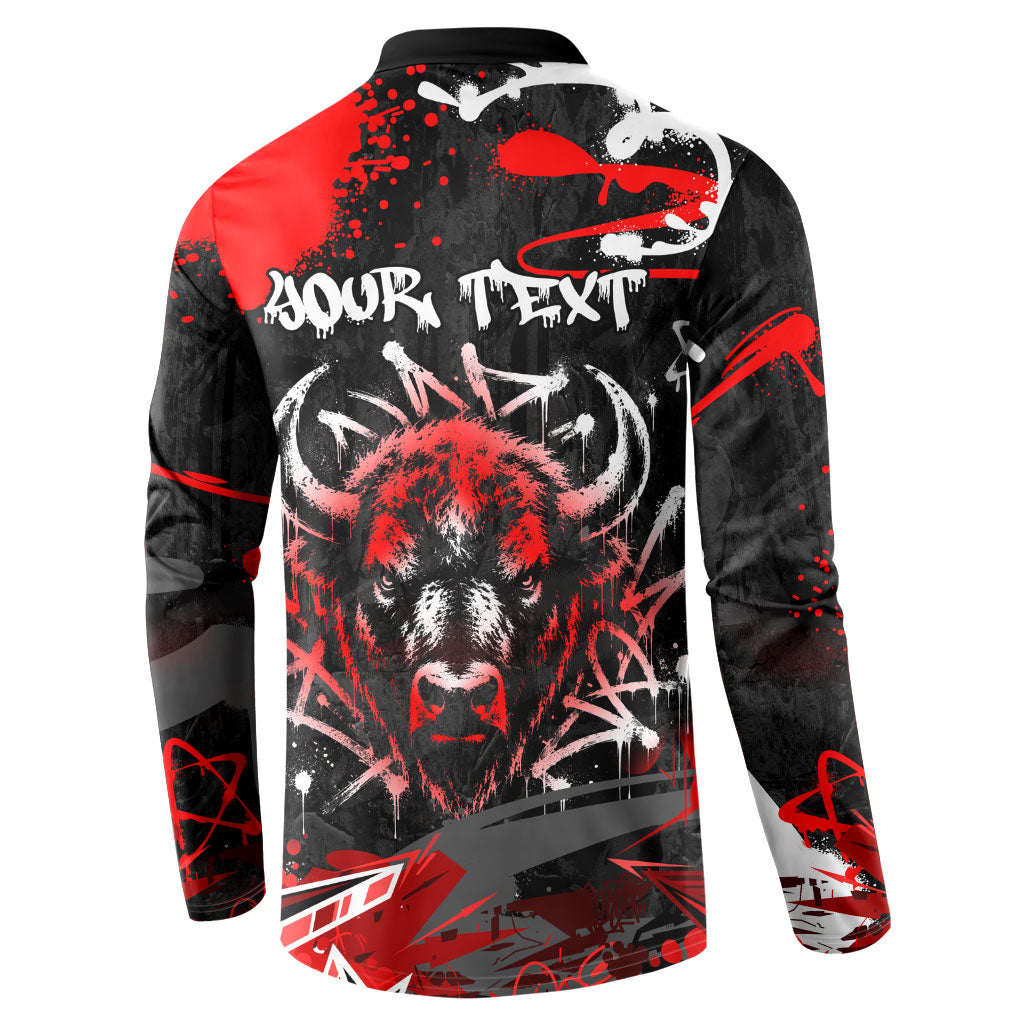 Personalized Montana Grizzly Bear and Bison Button Sweatshirt Urban Graffiti Grunge Paint Splatter