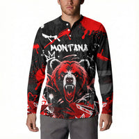 Personalized Montana Grizzly Bear and Bison Button Sweatshirt Urban Graffiti Grunge Paint Splatter