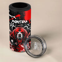 Personalized Montana Grizzly Bear and Bison 4 in 1 Can Cooler Tumbler Urban Graffiti Grunge Paint Splatter