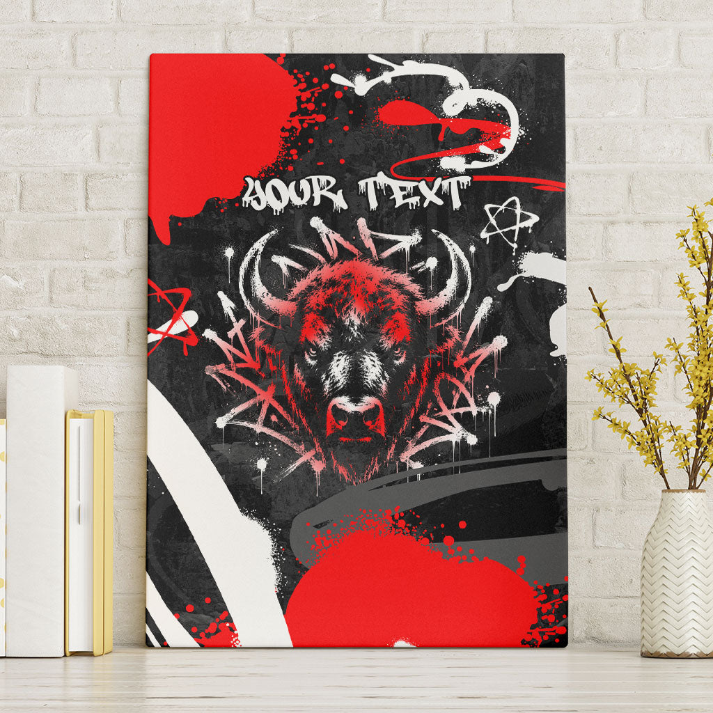 Personalized Montana Grizzly Bear and Bison Canvas Wall Art Urban Graffiti Grunge Paint Splatter