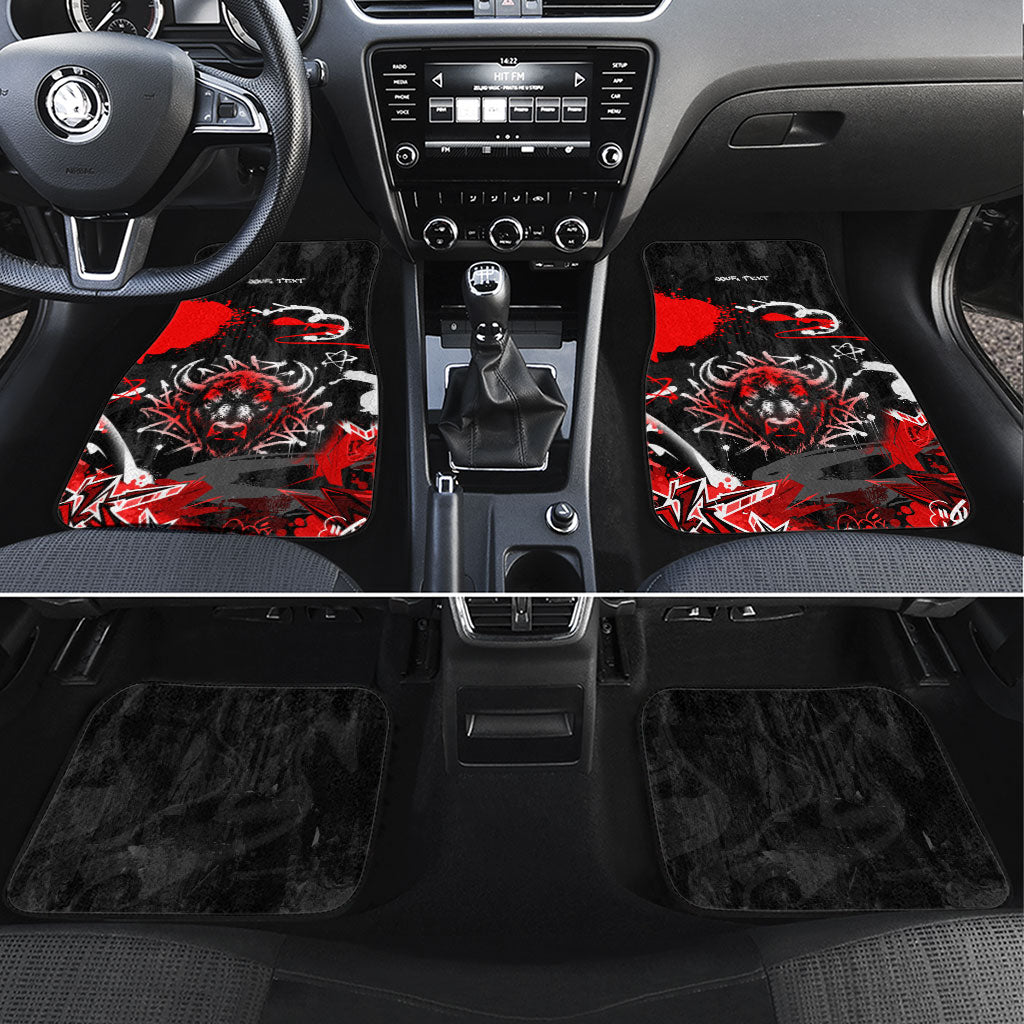 Personalized Montana Grizzly Bear and Bison Car Mats Urban Graffiti Grunge Paint Splatter