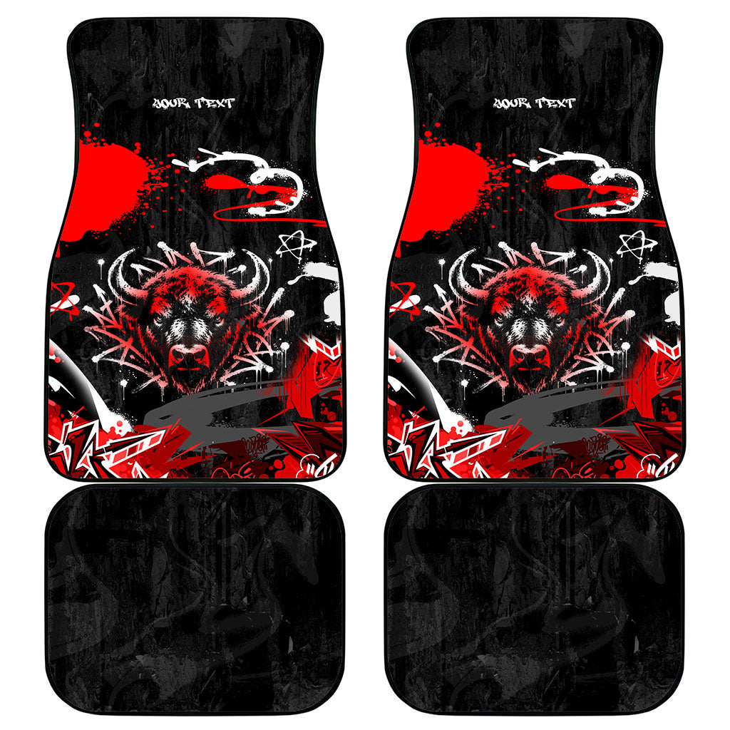 Personalized Montana Grizzly Bear and Bison Car Mats Urban Graffiti Grunge Paint Splatter
