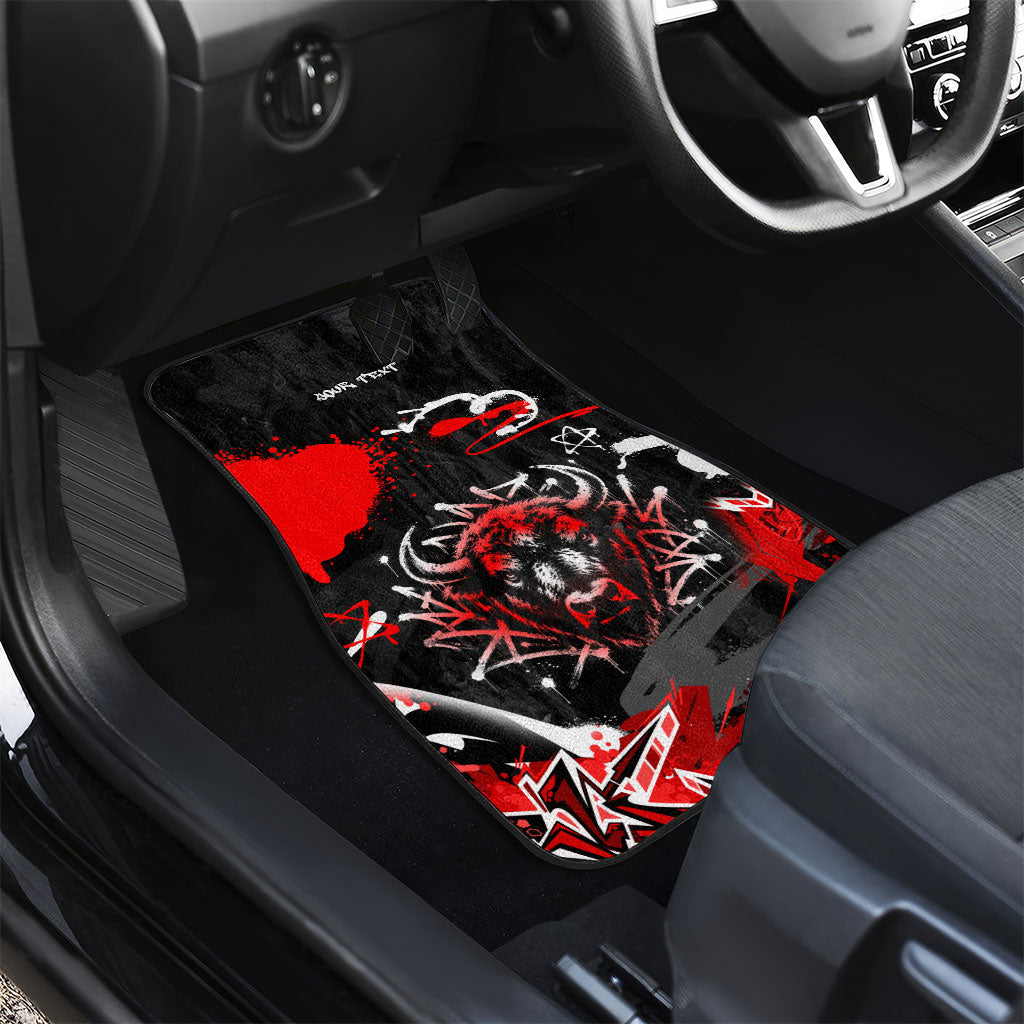 Personalized Montana Grizzly Bear and Bison Car Mats Urban Graffiti Grunge Paint Splatter