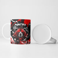 Personalized Montana Grizzly Bear and Bison Ceramic Mug Urban Graffiti Grunge Paint Splatter