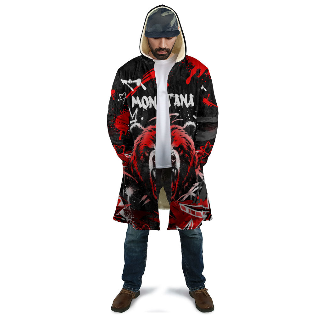 Personalized Montana Grizzly Bear and Bison Cloak Urban Graffiti Grunge Paint Splatter