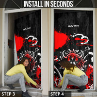Personalized Montana Grizzly Bear and Bison Door Cover Urban Graffiti Grunge Paint Splatter
