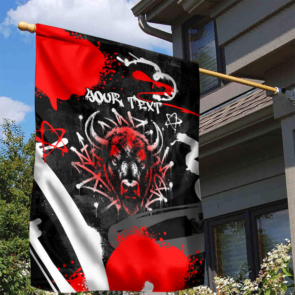 Personalized Montana Grizzly Bear and Bison Garden Flag Urban Graffiti Grunge Paint Splatter