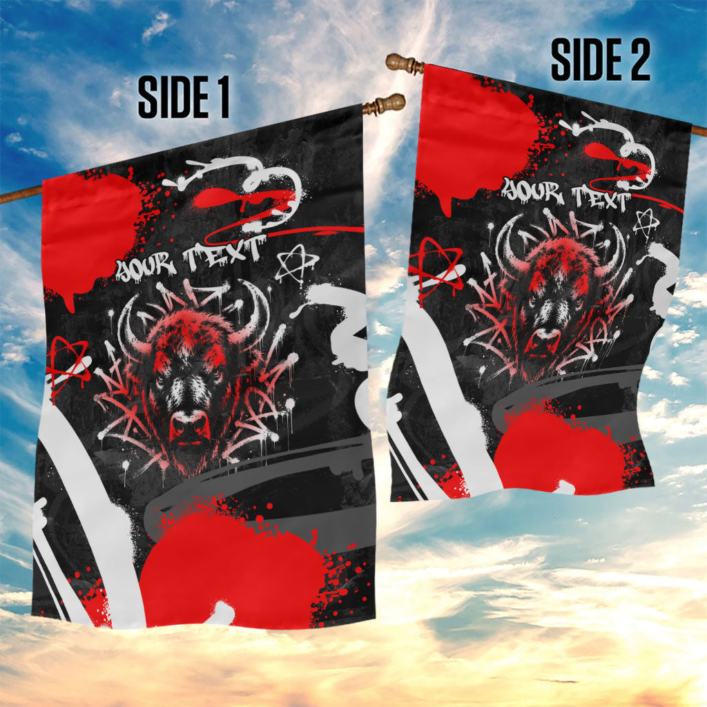 Personalized Montana Grizzly Bear and Bison Garden Flag Urban Graffiti Grunge Paint Splatter