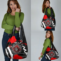 Personalized Montana Grizzly Bear and Bison Grocery Bag Urban Graffiti Grunge Paint Splatter