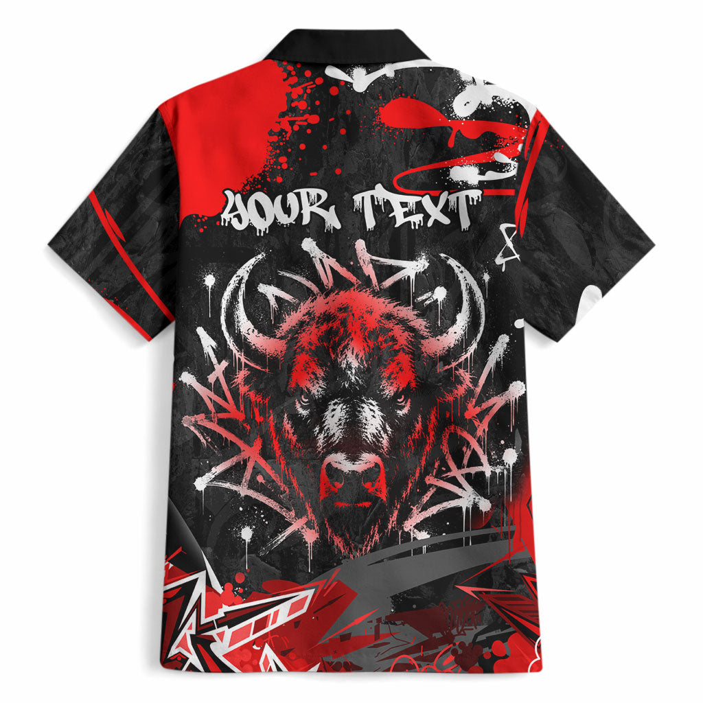Personalized Montana Grizzly Bear and Bison Hawaiian Shirt Urban Graffiti Grunge Paint Splatter