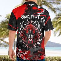 Personalized Montana Grizzly Bear and Bison Hawaiian Shirt Urban Graffiti Grunge Paint Splatter