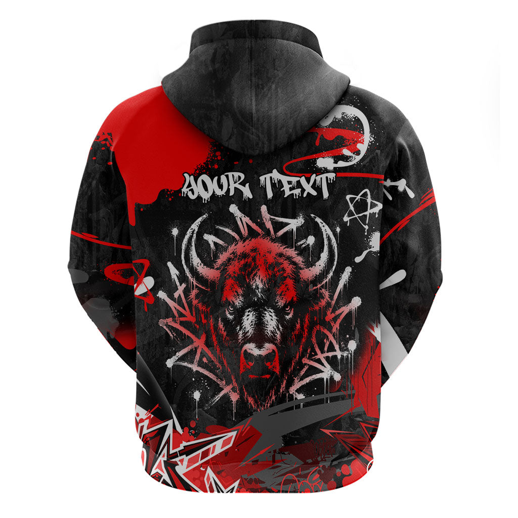 Personalized Montana Grizzly Bear and Bison Hoodie Urban Graffiti Grunge Paint Splatter
