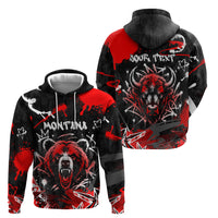 Personalized Montana Grizzly Bear and Bison Hoodie Urban Graffiti Grunge Paint Splatter