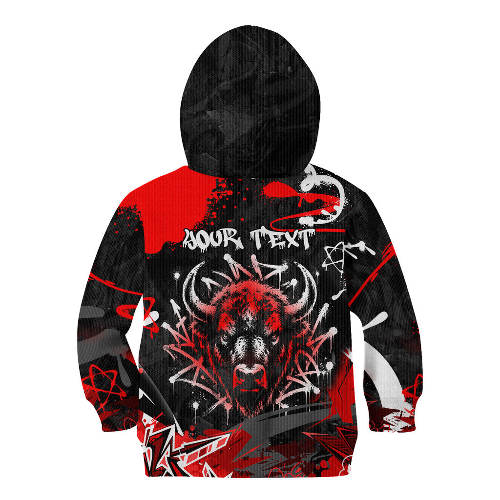 Personalized Montana Grizzly Bear and Bison Kid Hoodie Urban Graffiti Grunge Paint Splatter