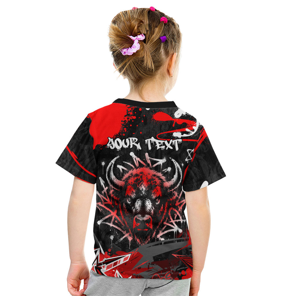 Personalized Montana Grizzly Bear and Bison Kid T Shirt Urban Graffiti Grunge Paint Splatter