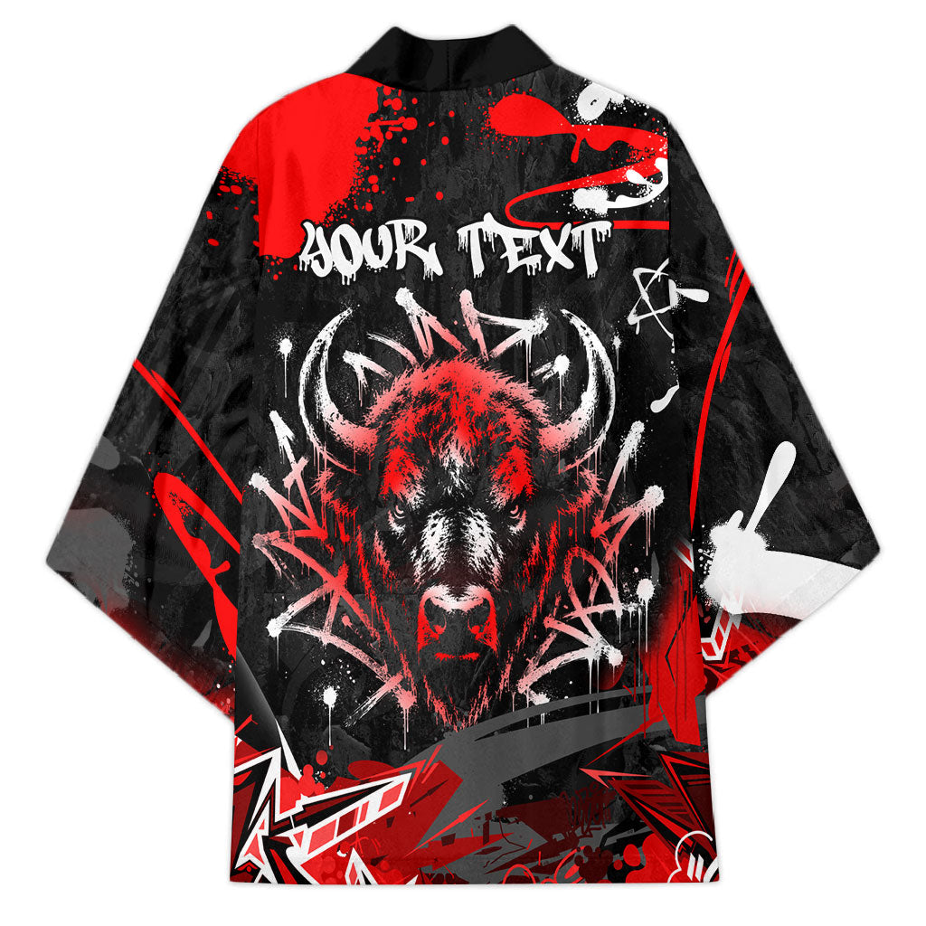 Personalized Montana Grizzly Bear and Bison Kimono Urban Graffiti Grunge Paint Splatter