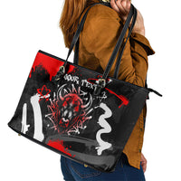 Personalized Montana Grizzly Bear and Bison Leather Tote Bag Urban Graffiti Grunge Paint Splatter