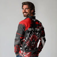 Personalized Montana Grizzly Bear and Bison Long Sleeve Polo Shirt Urban Graffiti Grunge Paint Splatter