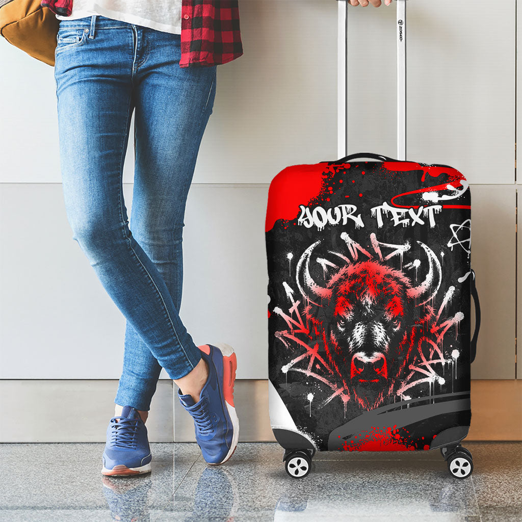 Personalized Montana Grizzly Bear and Bison Luggage Cover Urban Graffiti Grunge Paint Splatter