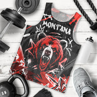 Personalized Montana Grizzly Bear and Bison Men Tank Top Urban Graffiti Grunge Paint Splatter