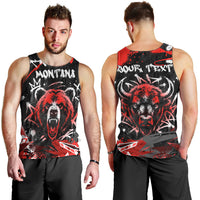 Personalized Montana Grizzly Bear and Bison Men Tank Top Urban Graffiti Grunge Paint Splatter