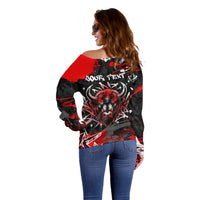 Personalized Montana Grizzly Bear and Bison Off Shoulder Sweater Urban Graffiti Grunge Paint Splatter
