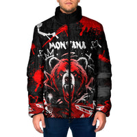 Personalized Montana Grizzly Bear and Bison Padded Jacket Urban Graffiti Grunge Paint Splatter