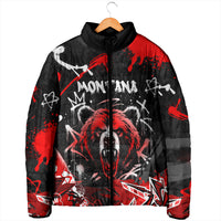 Personalized Montana Grizzly Bear and Bison Padded Jacket Urban Graffiti Grunge Paint Splatter
