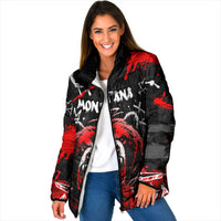 Personalized Montana Grizzly Bear and Bison Padded Jacket Urban Graffiti Grunge Paint Splatter