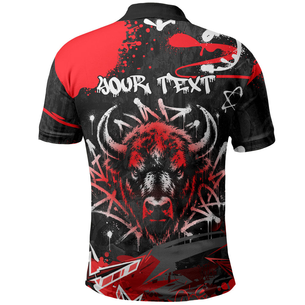 Personalized Montana Grizzly Bear and Bison Polo Shirt Urban Graffiti Grunge Paint Splatter