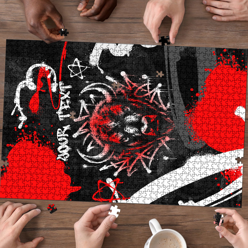 Personalized Montana Grizzly Bear and Bison Puzzle Urban Graffiti Grunge Paint Splatter