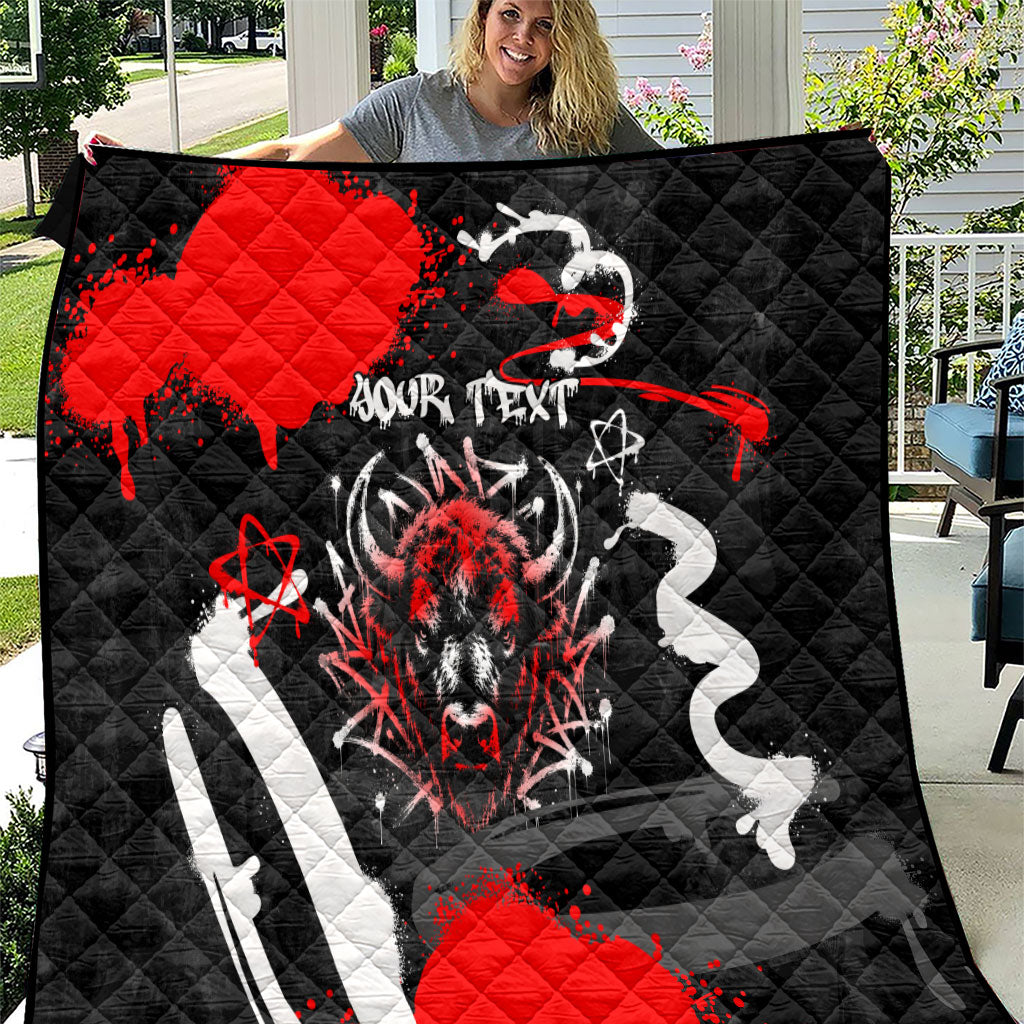 Personalized Montana Grizzly Bear and Bison Quilt Urban Graffiti Grunge Paint Splatter