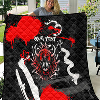 Personalized Montana Grizzly Bear and Bison Quilt Urban Graffiti Grunge Paint Splatter